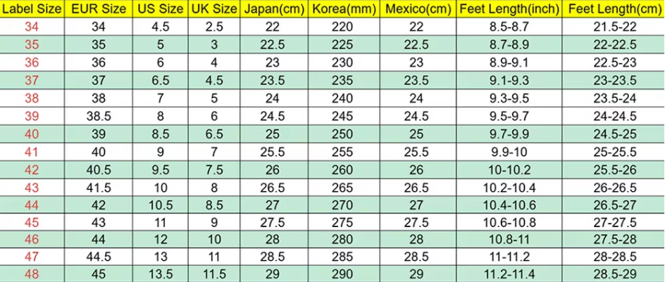 Hochhackige Gladiator Sandalen | Kreuzgebundenes Stiletto Design - Size Chart