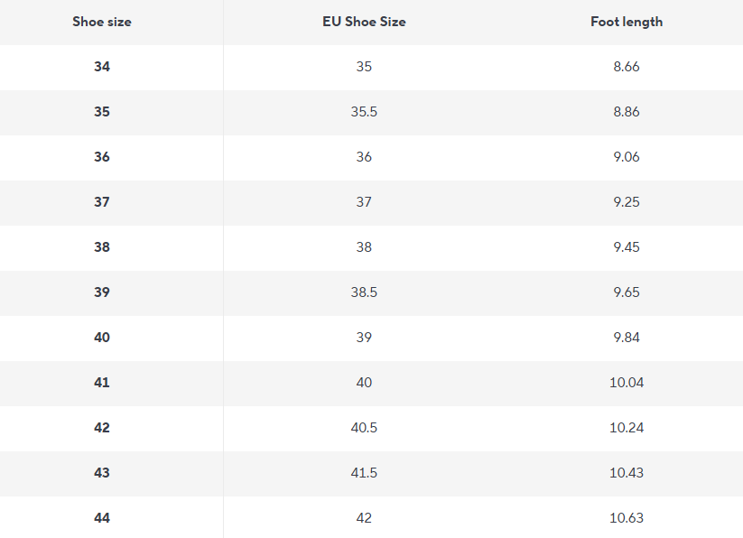Kniehohe Stiefel | Umgeschlagen, Spitz & Versteckter Keilabsatz - Size Chart