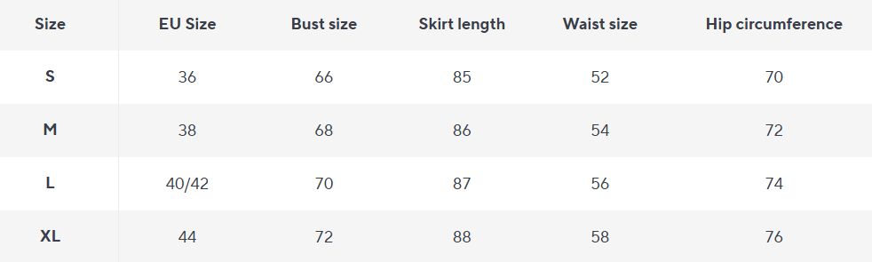 Strick Mini Kleid | Slim Fit | Knopf vorn | Volantsaum - Size Chart
