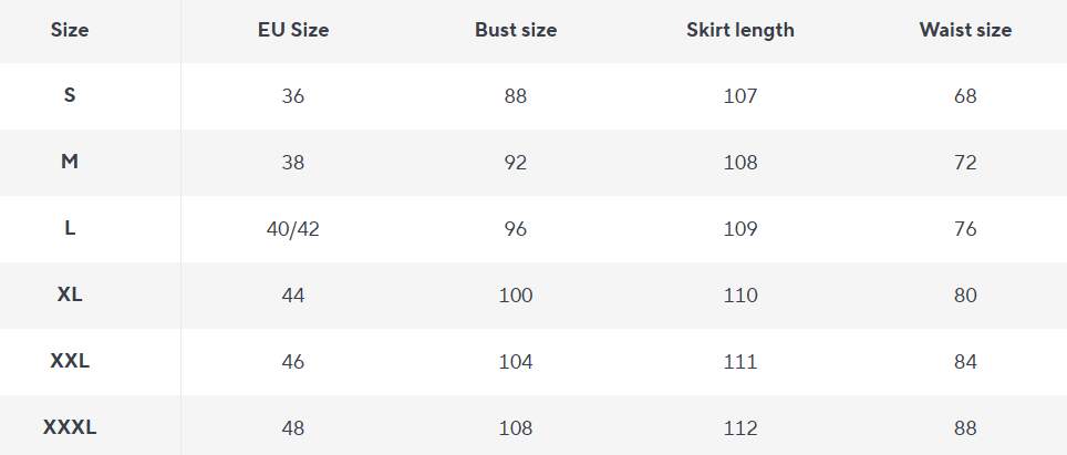 Kleid Lichtglanz Floral Corset Midi | Sweetheart Ausschnitt, Schlitzrock, Spaghetti-Träger - Size Chart