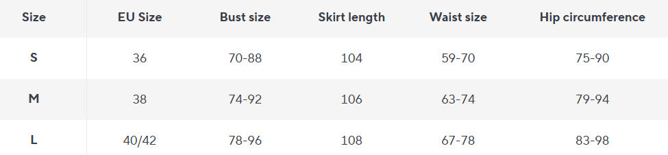 Maxikleid Maribel | Rippstruktur | Schlanker Schnitt | Ausschnitt Detail - Size Chart