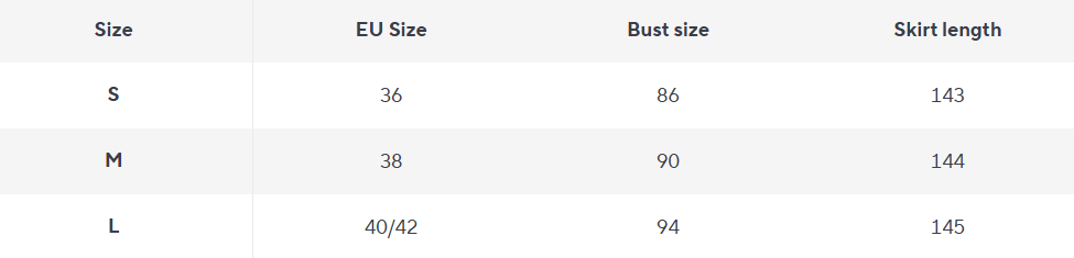 Lichtglanz Soraya Pleated Maxi Dress | Halterneck Bustier | Flowing Skirt - Size Chart