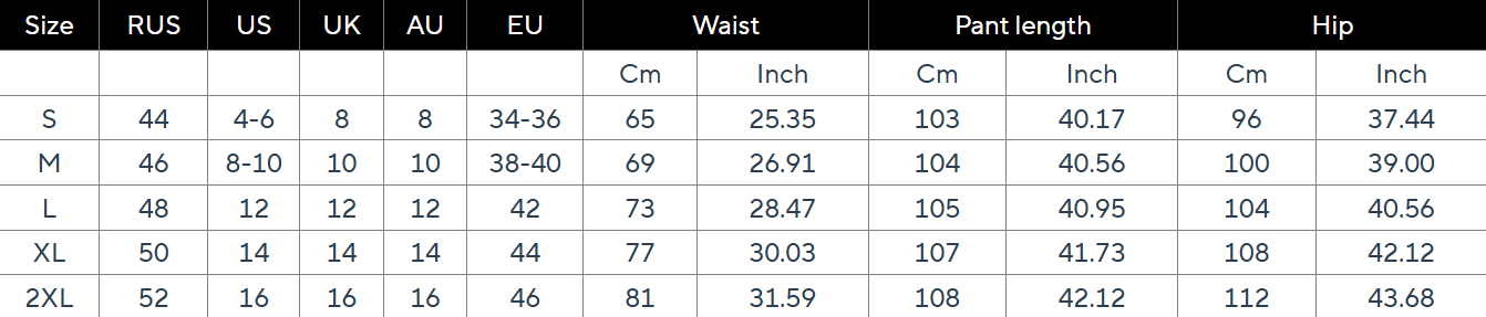 Hose High-Waist Weite Bein mit Taschen-Details - Size Chart