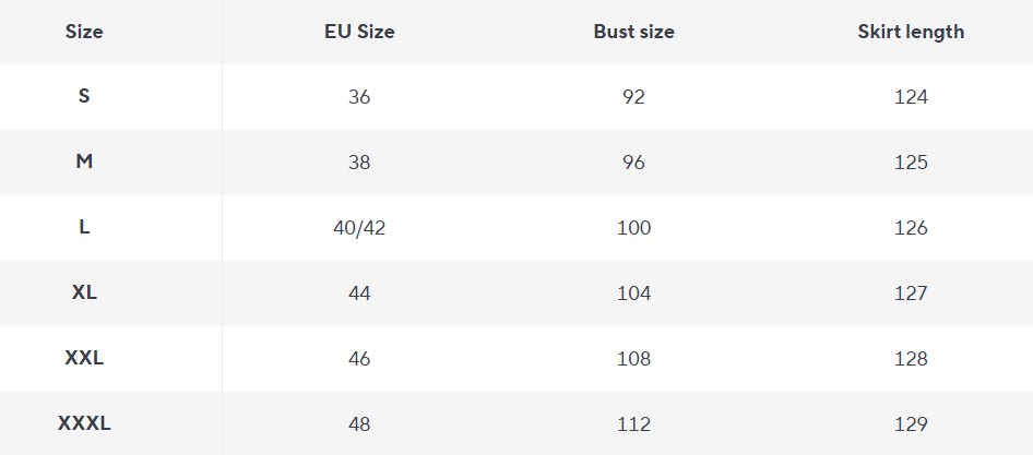 Werkmeister Spitzenbesticktes Maxikleid | Hoher Kragen | Laternenärmel - Size Chart