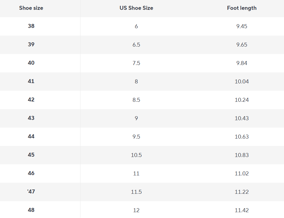Leder Loafers | Slip-On Penny Style | Grundlinie Collection - Size Chart