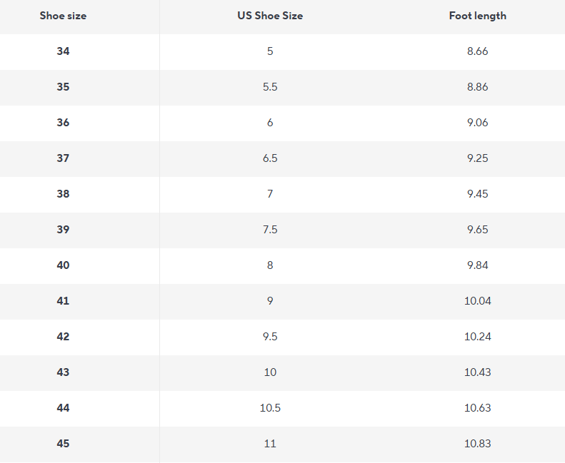 Block Heels | Glanz Finish | Spitz - Size Chart