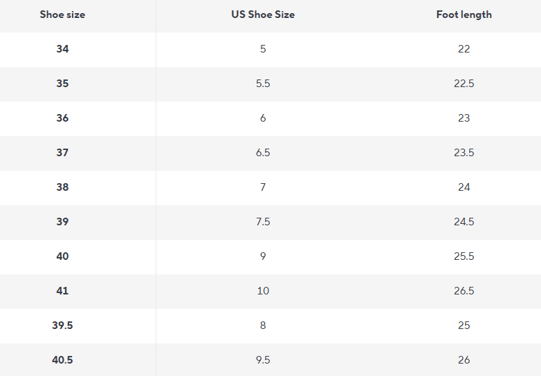 Spitze Toe Lack Pumps | Slip-On Pumps - Size Chart