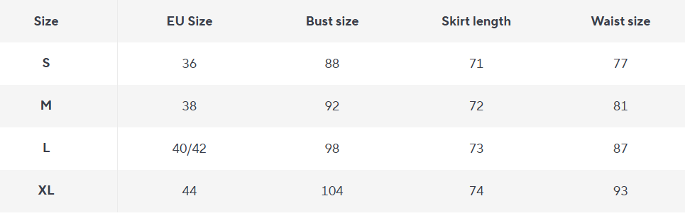 Mini Kleid | Quadratischer Ausschnitt | A-Linie Silhouette | Sommer - Size Chart