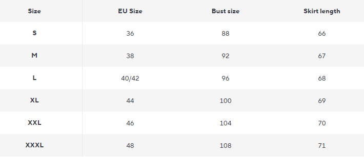 Blumiges Mini Kleid | Quadratischer Ausschnitt | A-Linie - Size Chart