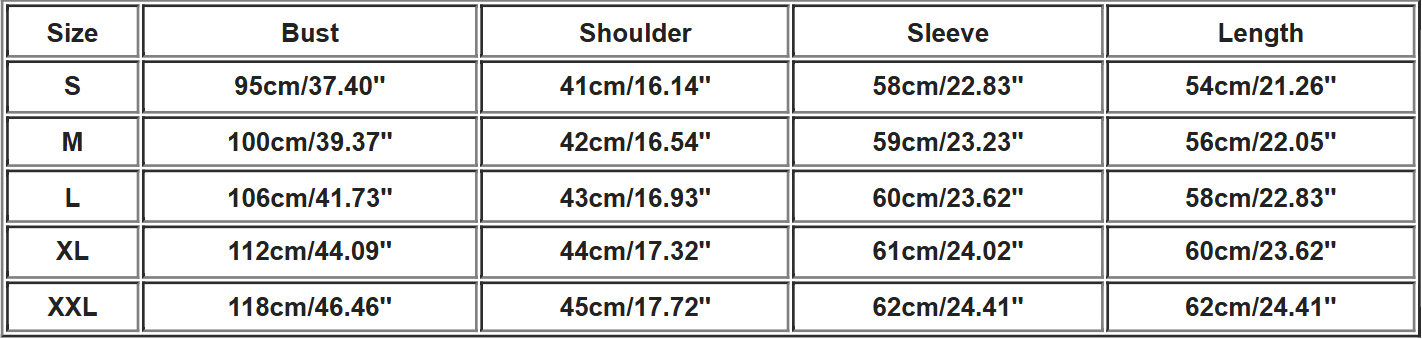 Denim Jacke | Klassisches Button-Down Design - Size Chart