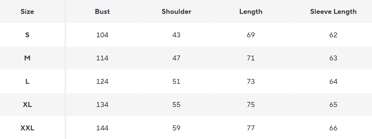Fleece-Lined Parka | Winddichte Jacke mit Kapuze - Size Chart