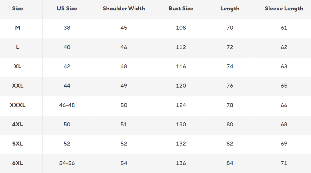 Technischer Parka | Wasserabweisend mit Kapuze - Size Chart