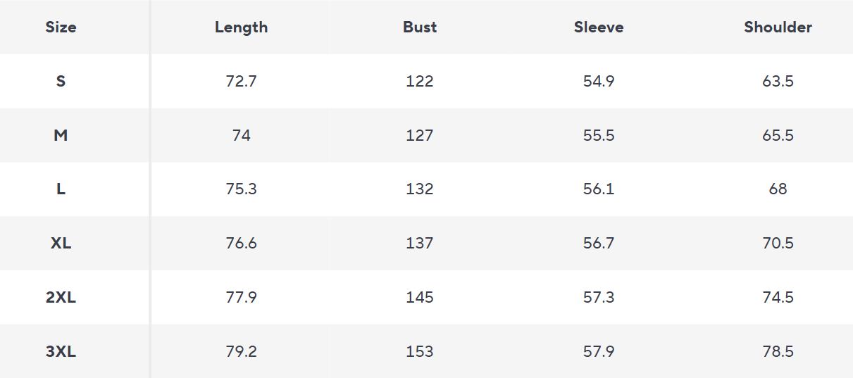 Half-Zip Fleece Pullover | Retro Zwei-Ton Design - Size Chart