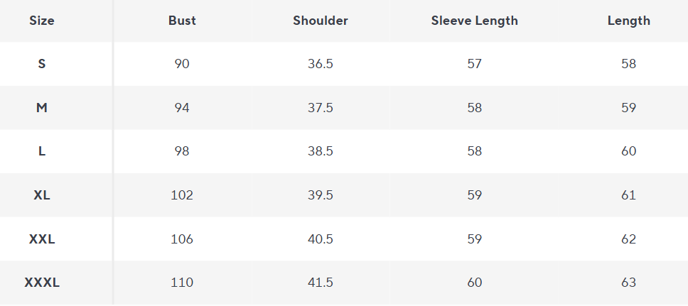 Fleece Zip Jacke | Weiches Polar Strick | Regulärer Schnitt - Size Chart