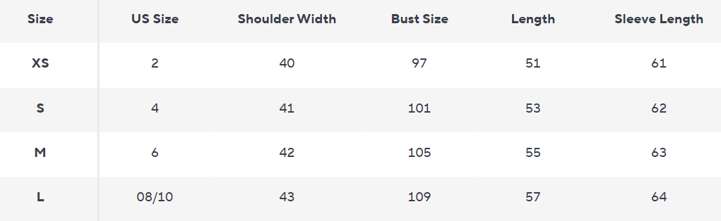 Leichte Hybrid Daunenjacke Damen | Kapuze | Streamlined Warmth - Size Chart