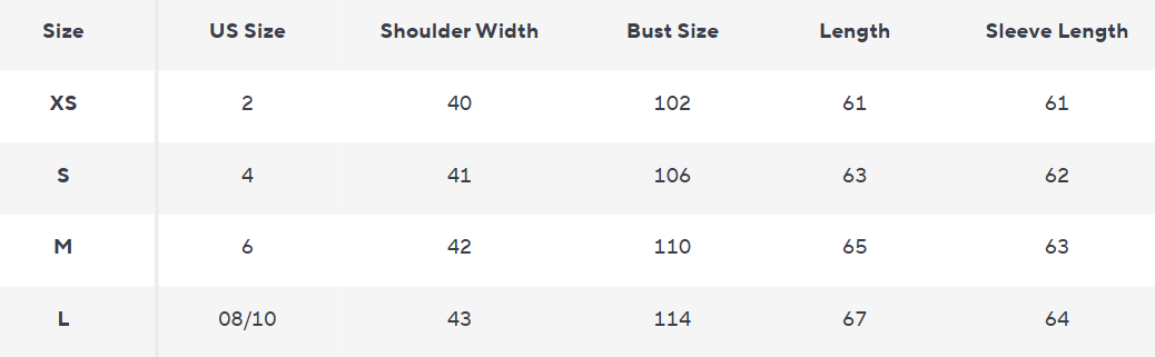 Gesteppte Winterjacke mit Gürtel | Wasserabweisend | Winterisoliert - Size Chart