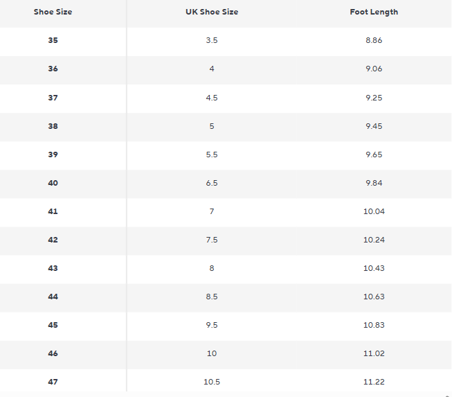Lace-Up Schuhe aus Wildleder | Mikrofaser | Grundlinie Kollektion - Size Chart