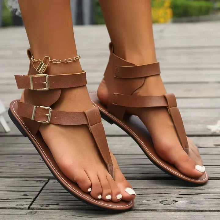 Avelyn Leder Sandalen | Wrap Strap Design mit gepolsterter Sohle