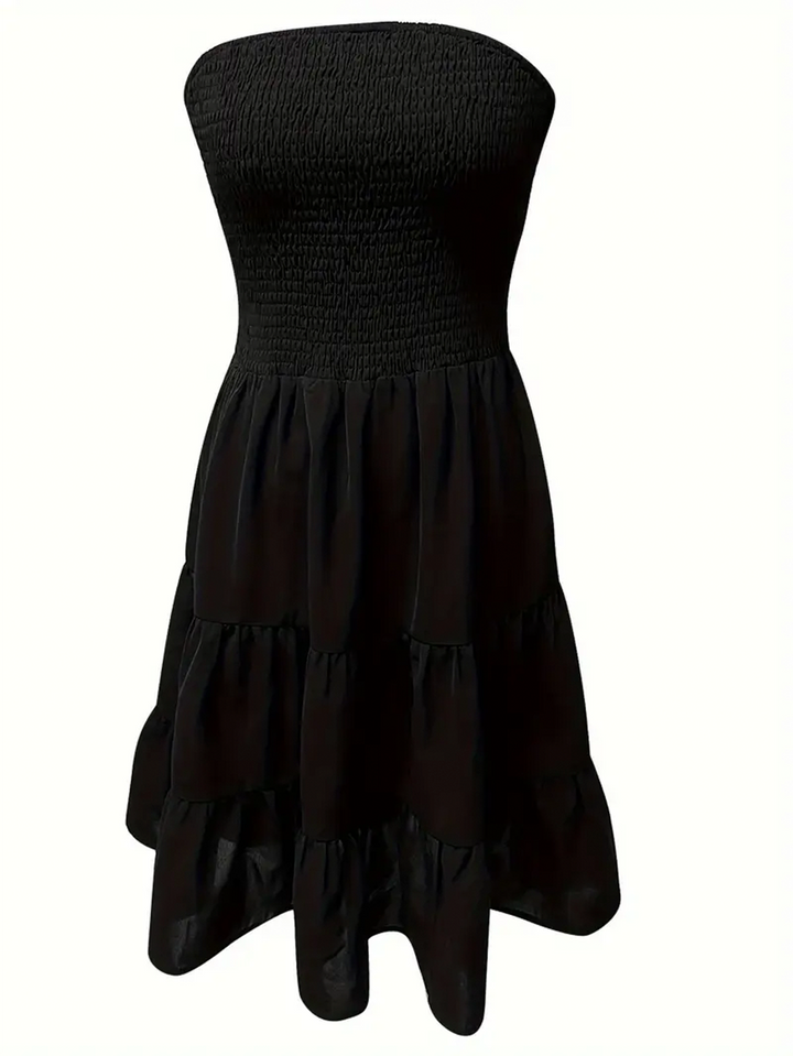 Lichtglanz Strapless Shirred Mini Dress | Tiered Skirt | Summer Edit