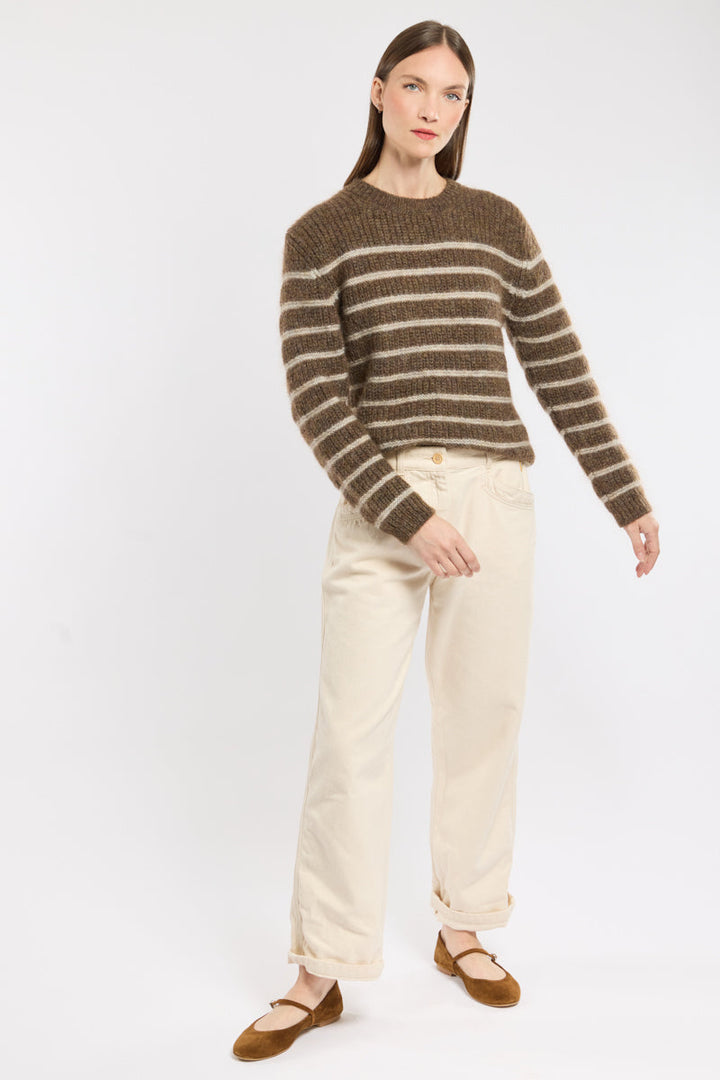 Gestreifter Cashmere Pullover | Rundhals Strick | Relaxed Fit Winter