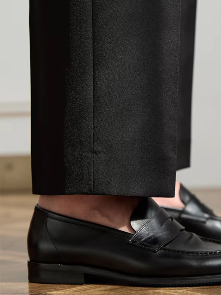 Hose mit hoher Taille und Falten | 100% Leinen | Gerader Schnitt