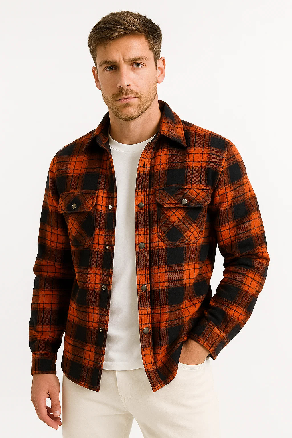 Quilted Plaid Overshirt Jacke | Baumwollfutter