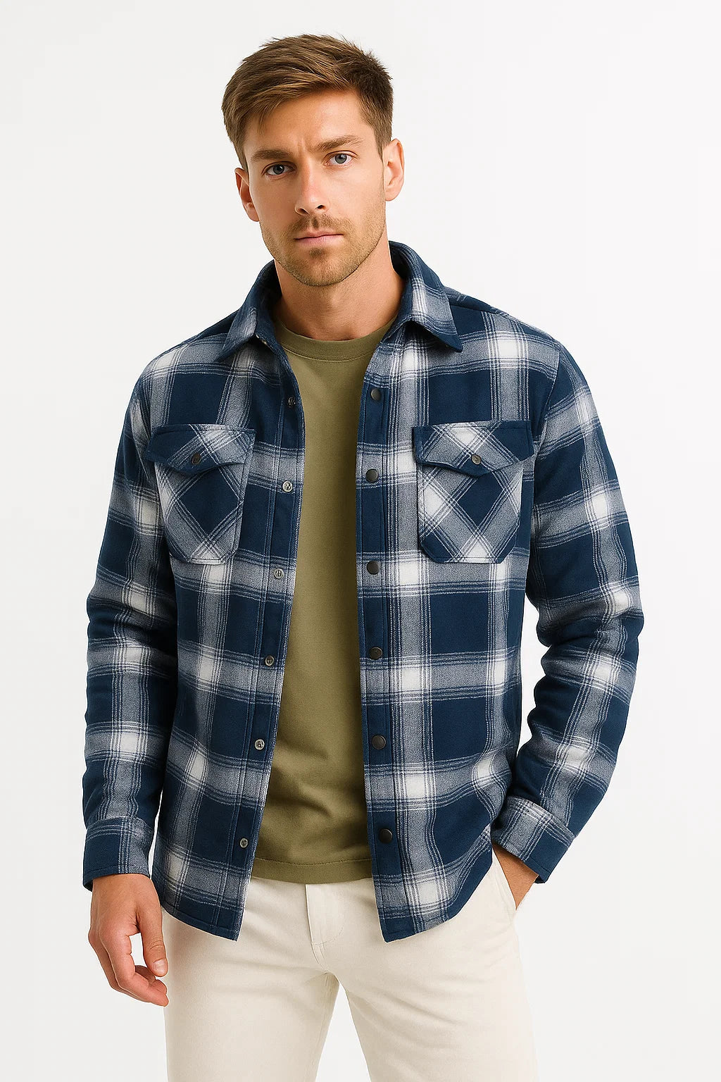 Quilted Plaid Overshirt Jacke | Baumwollfutter