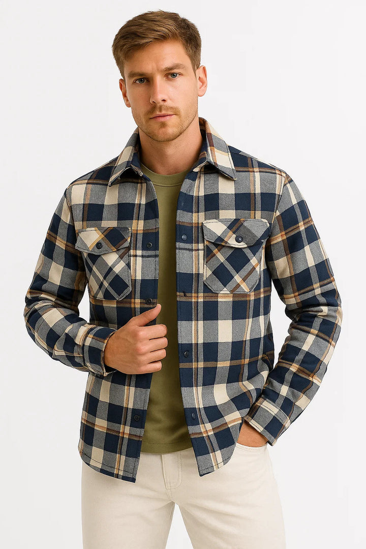 Quilted Plaid Overshirt Jacke | Baumwollfutter