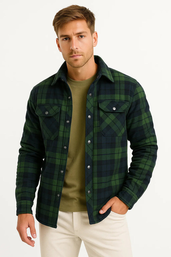 Quilted Plaid Overshirt Jacke | Baumwollfutter