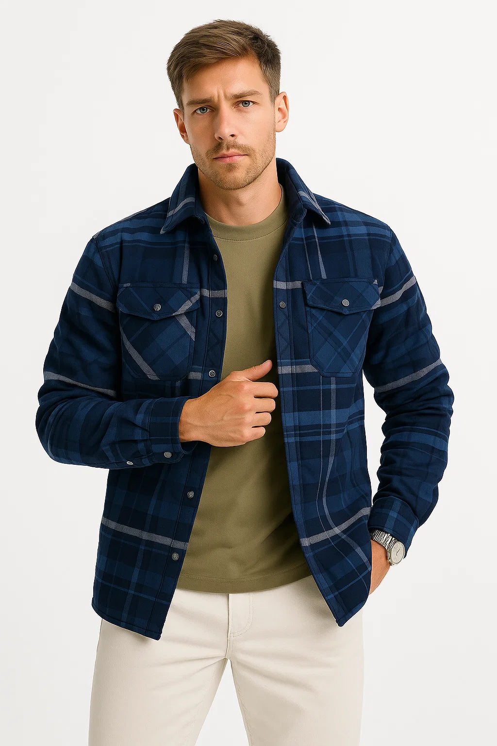Quilted Plaid Overshirt Jacke | Baumwollfutter