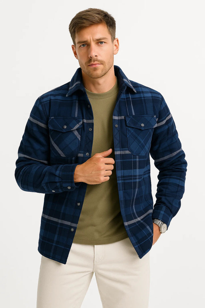 Quilted Plaid Overshirt Jacke | Baumwollfutter
