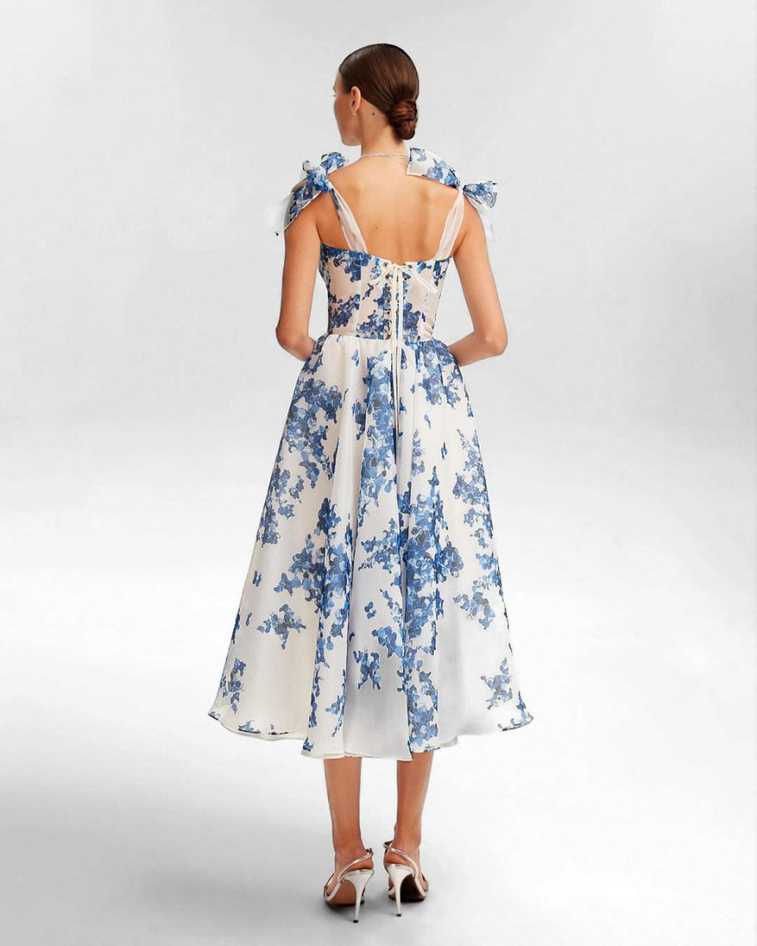 Floral Organza Midi Dress | Sweetheart Neck | Spaghetti Straps | Summer