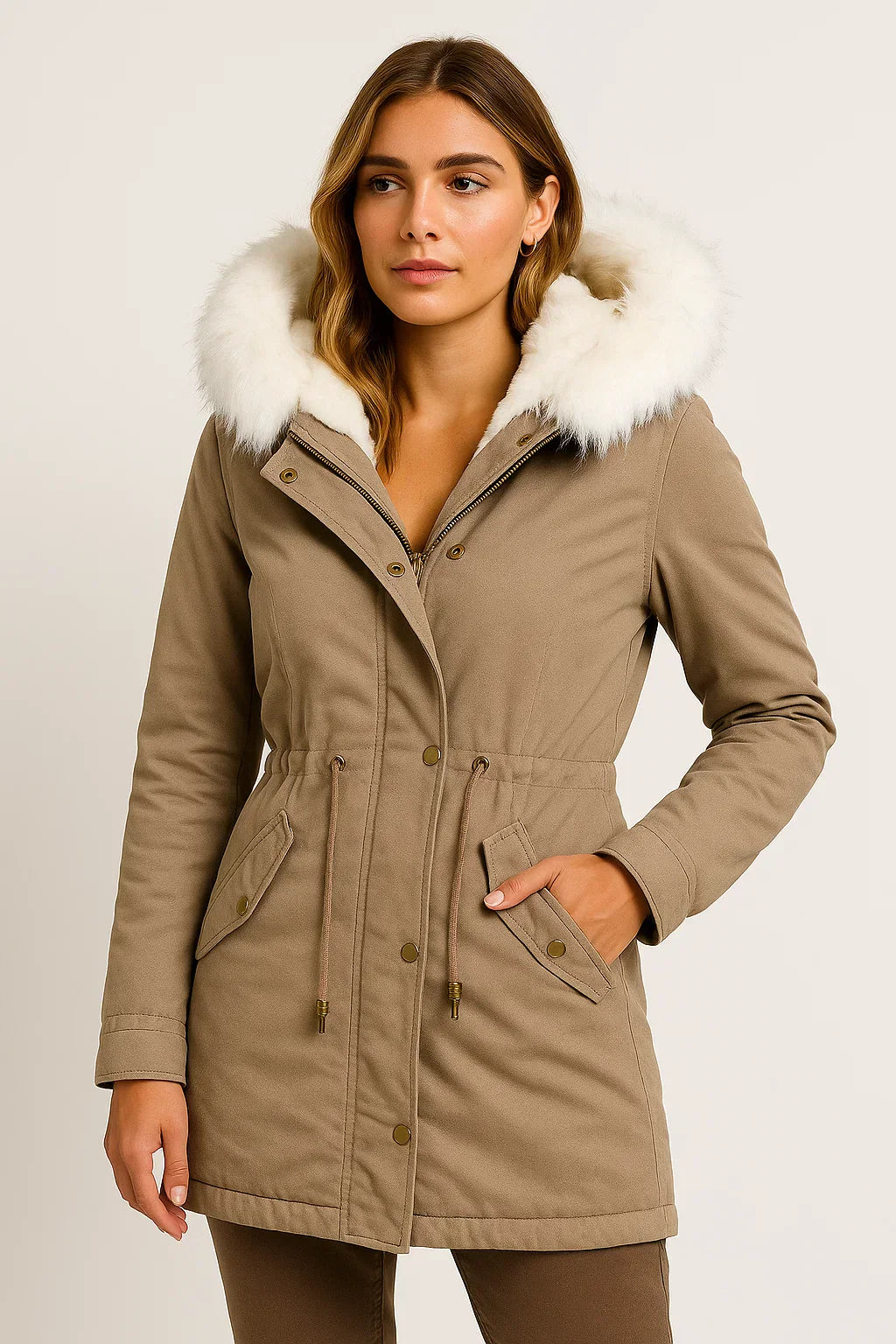 Winter Parka Mantel | Faux Fur Kapuze | Fleece-Futter
