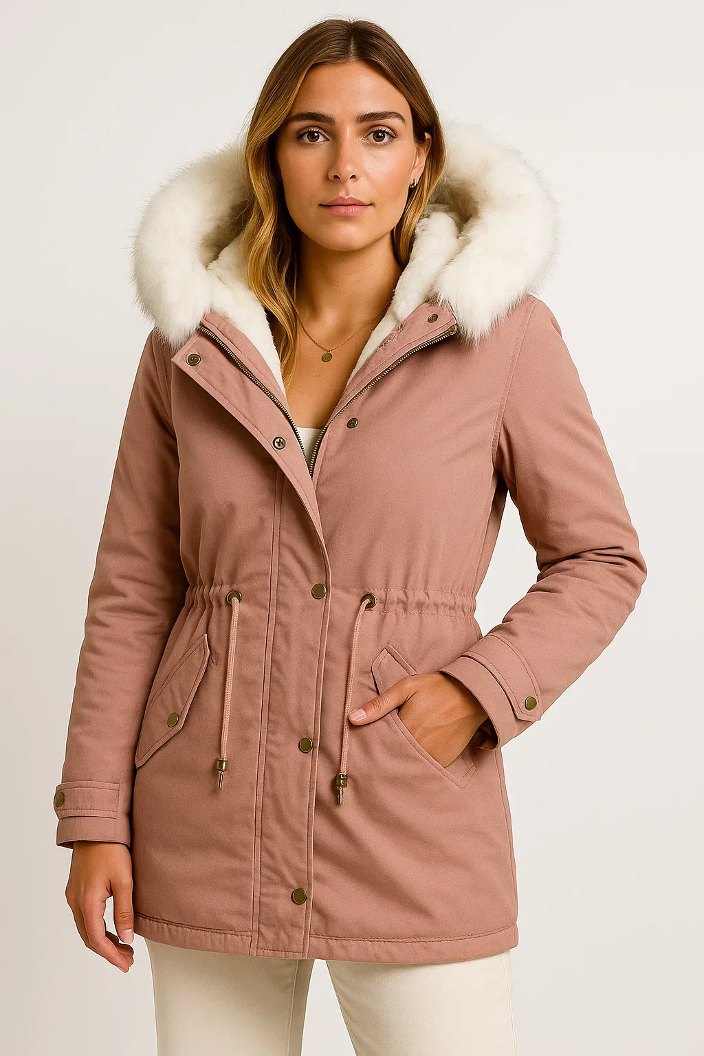 Winter Parka Mantel | Faux Fur Kapuze | Fleece-Futter