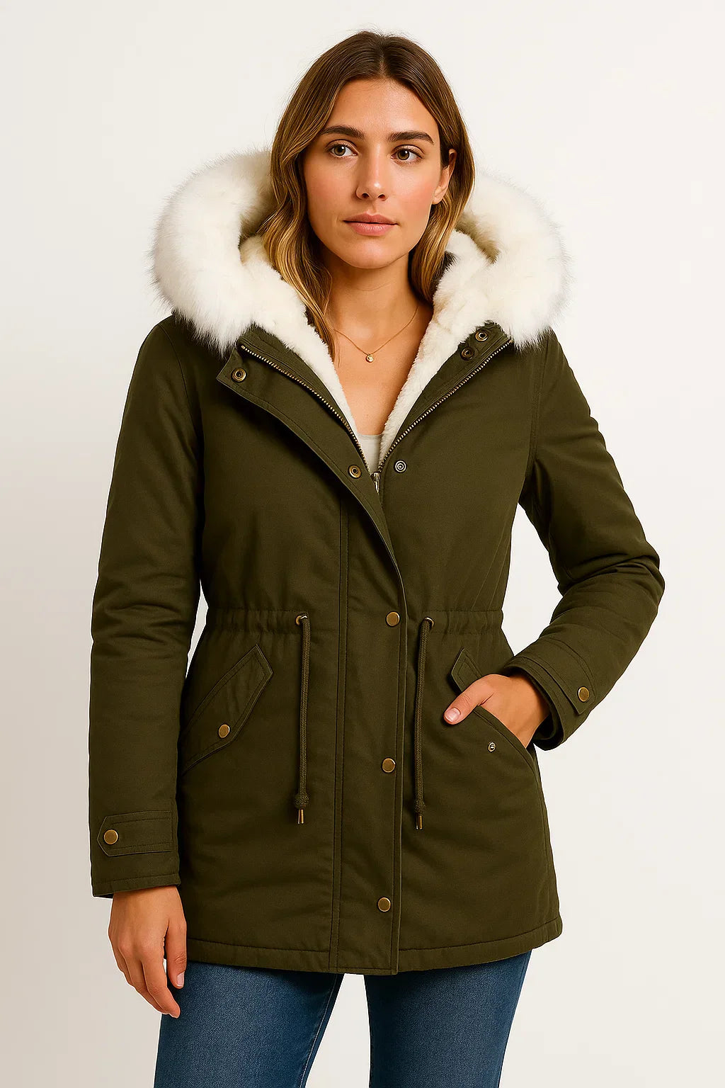 Winter Parka Mantel | Faux Fur Kapuze | Fleece-Futter