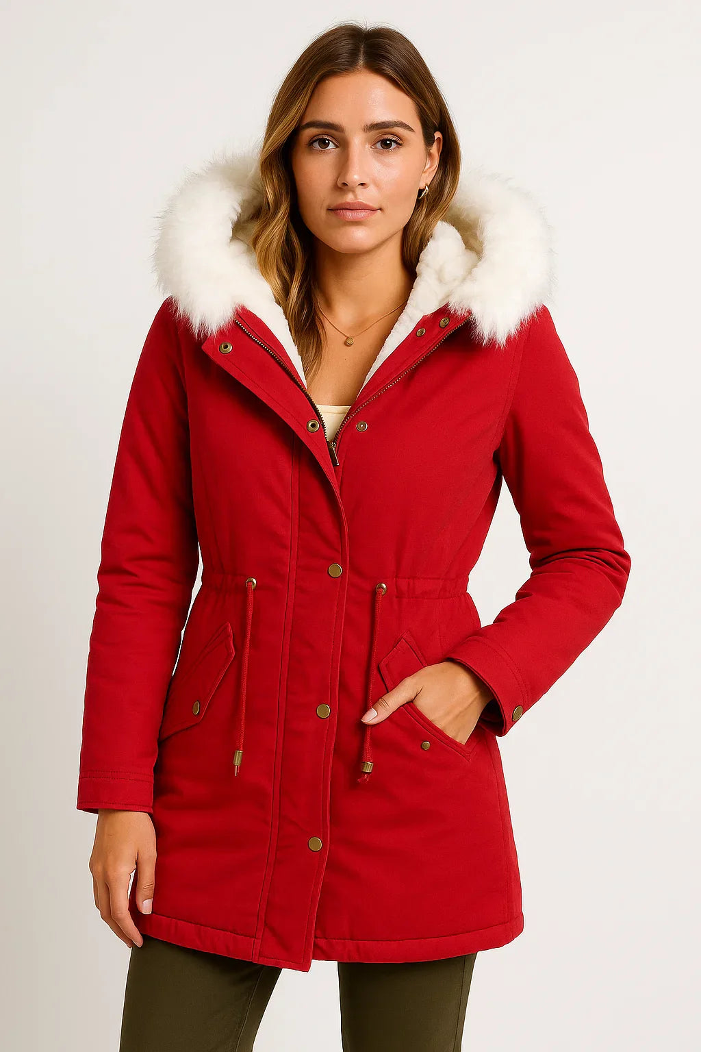 Winter Parka Mantel | Faux Fur Kapuze | Fleece-Futter