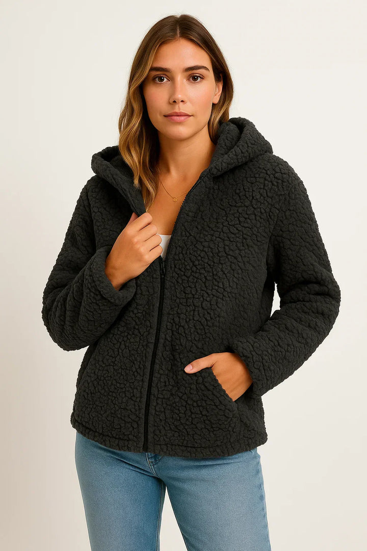 Teddy Fleece Jacke | Hoodie mit Reißverschluss