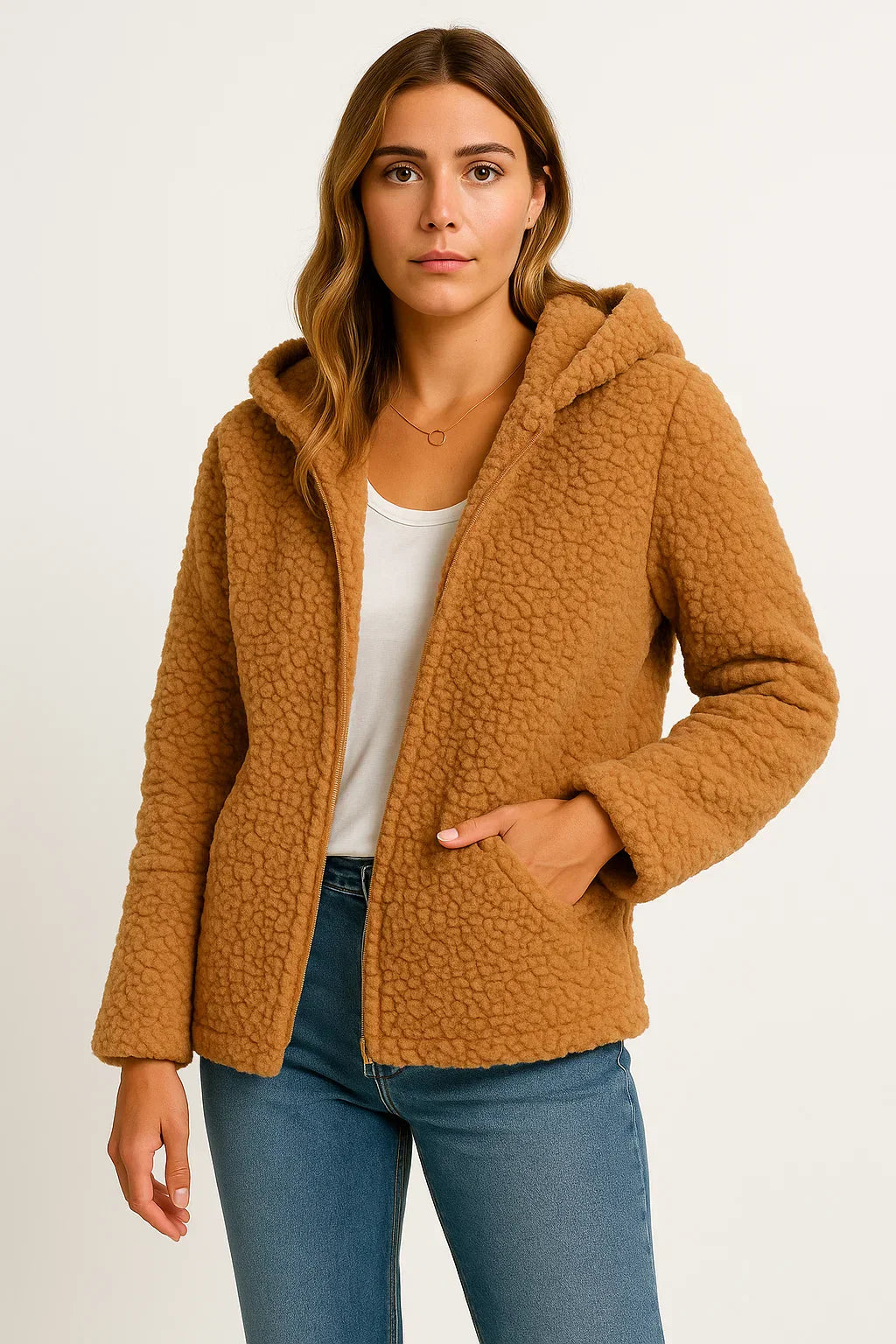 Teddy Fleece Jacke | Hoodie mit Reißverschluss