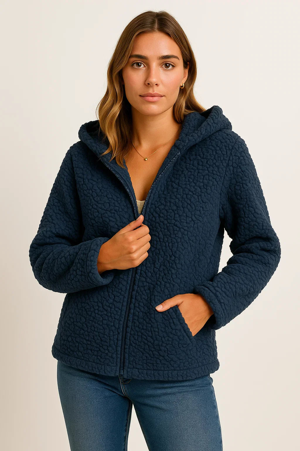 Teddy Fleece Jacke | Hoodie mit Reißverschluss