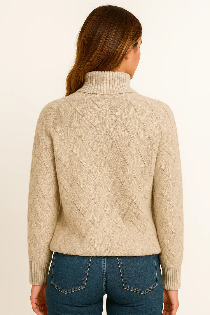 Wollmischung Rollkragenpullover | Texturiertes Strickdesign