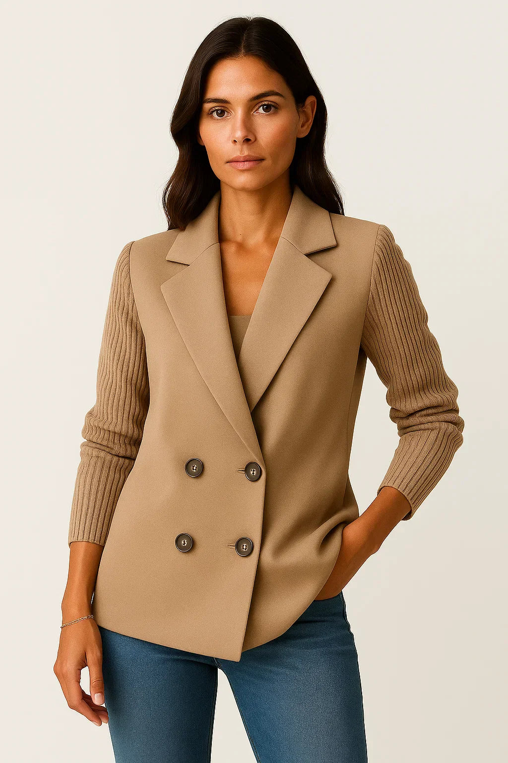 Werkmeister Knit-Sleeve Blazer | Doppelreihig Wollmischung