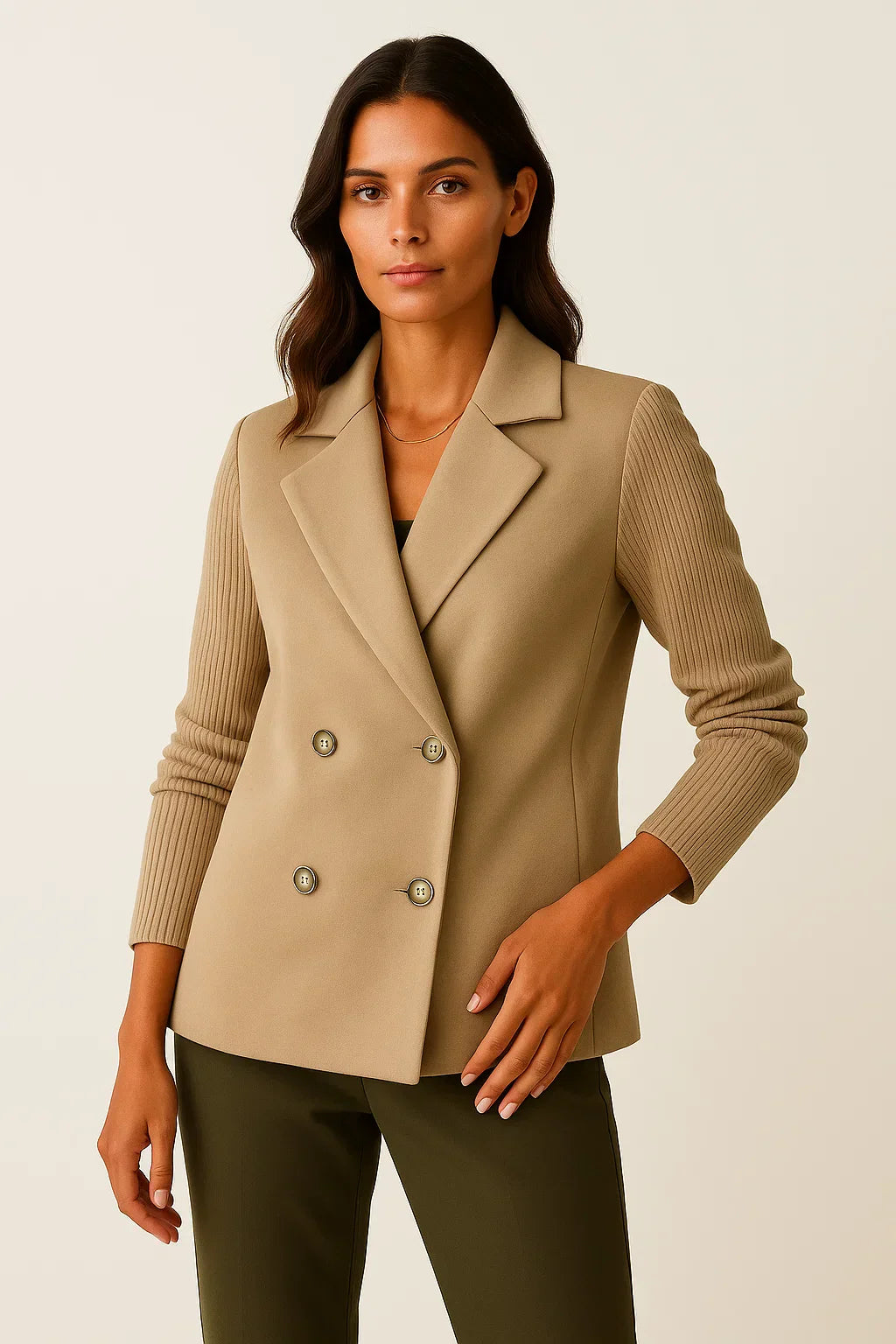 Werkmeister Knit-Sleeve Blazer | Doppelreihig Wollmischung