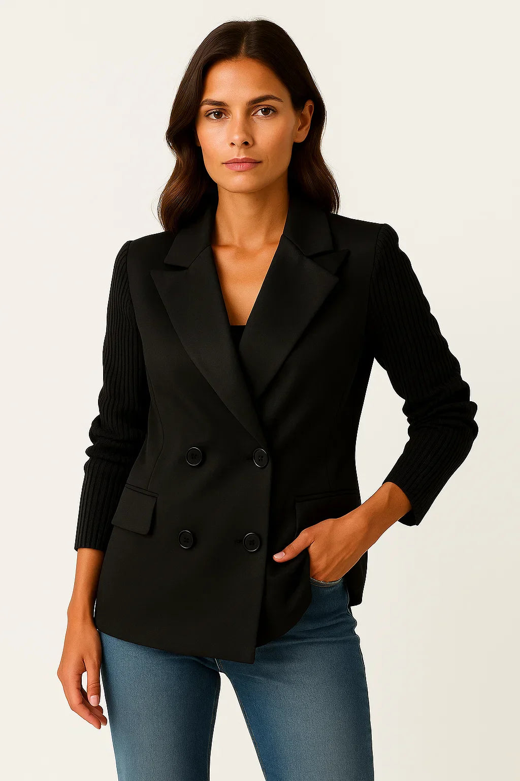Werkmeister Knit-Sleeve Blazer | Doppelreihig Wollmischung