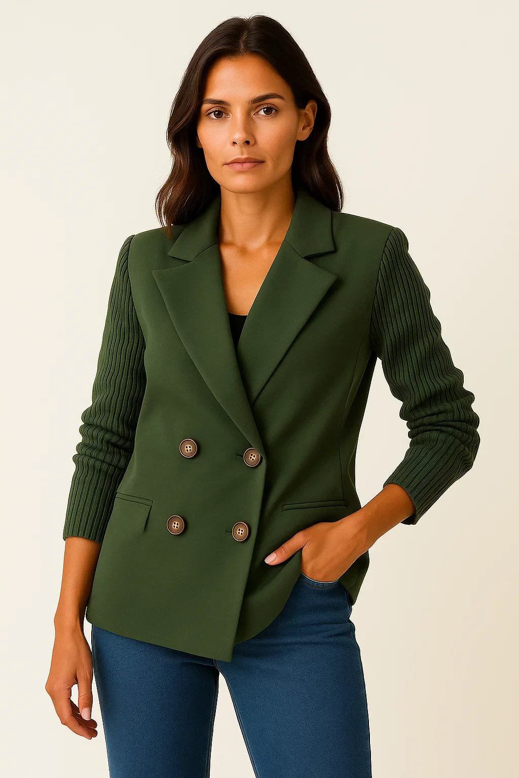 Werkmeister Knit-Sleeve Blazer | Doppelreihig Wollmischung
