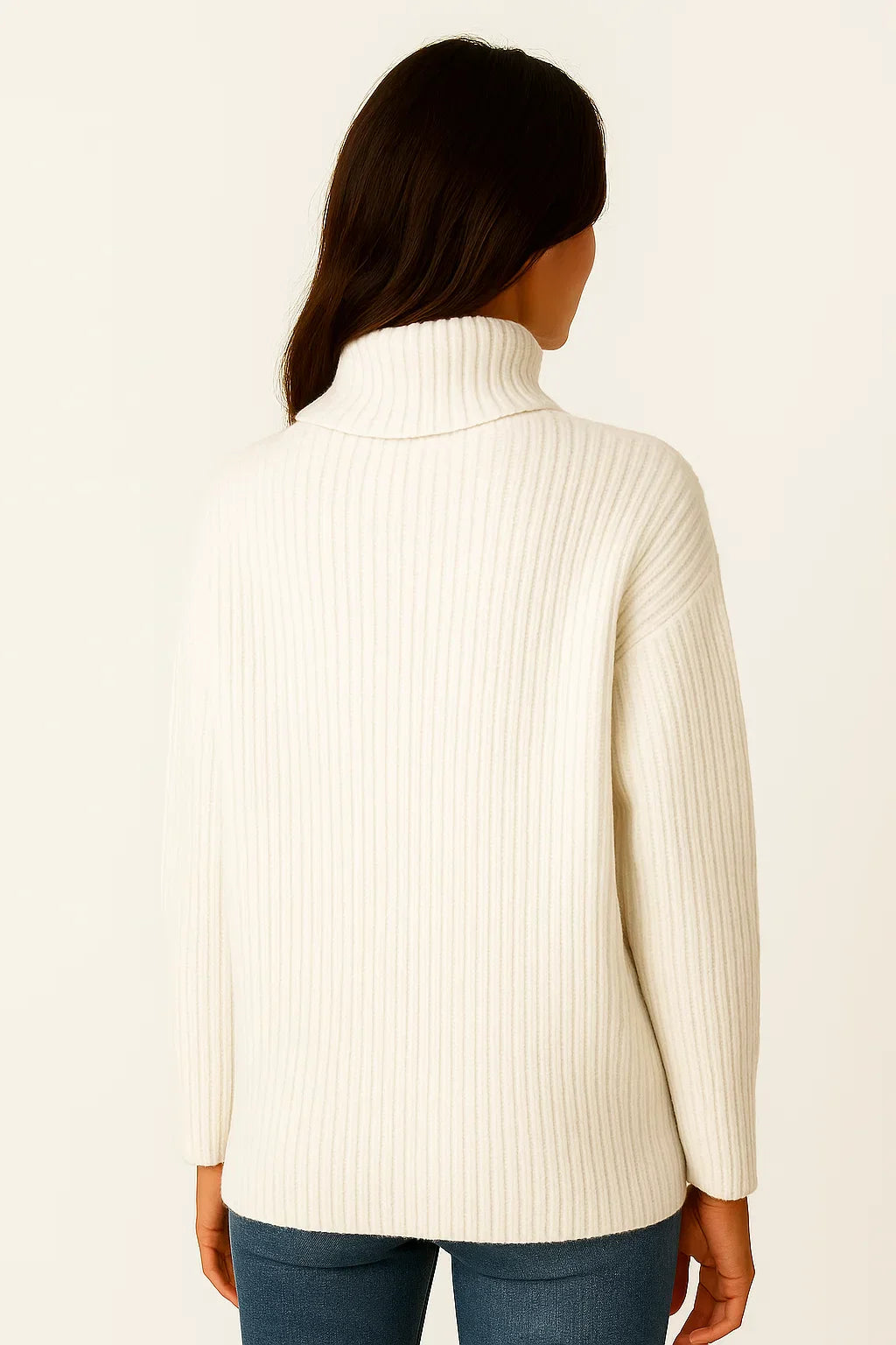 Gerippter Rollkragenpullover | Knopf Detail | Relaxed Fit