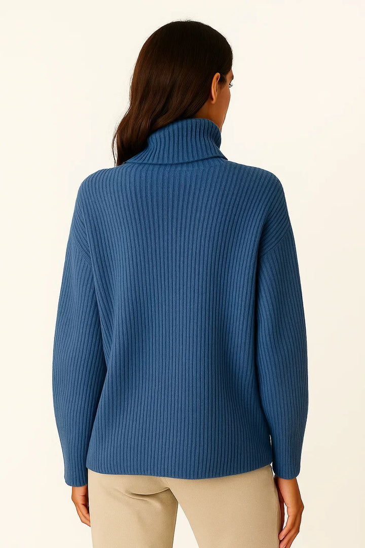 Gerippter Rollkragenpullover | Knopf Detail | Relaxed Fit