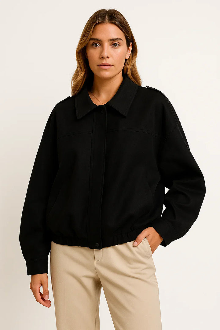 Faux Suede Bomber Jacke | Relaxed Fit | Reißverschluss