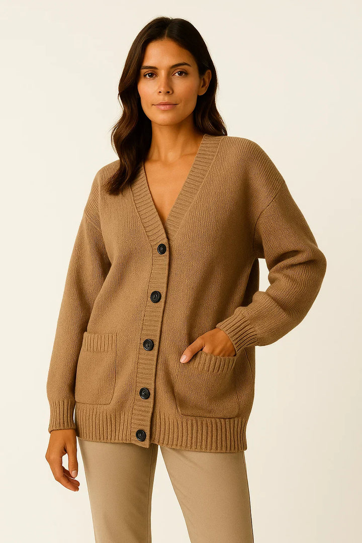 Oversized Strickcardigan | V-Ausschnitt | Weicher Baumwollmix