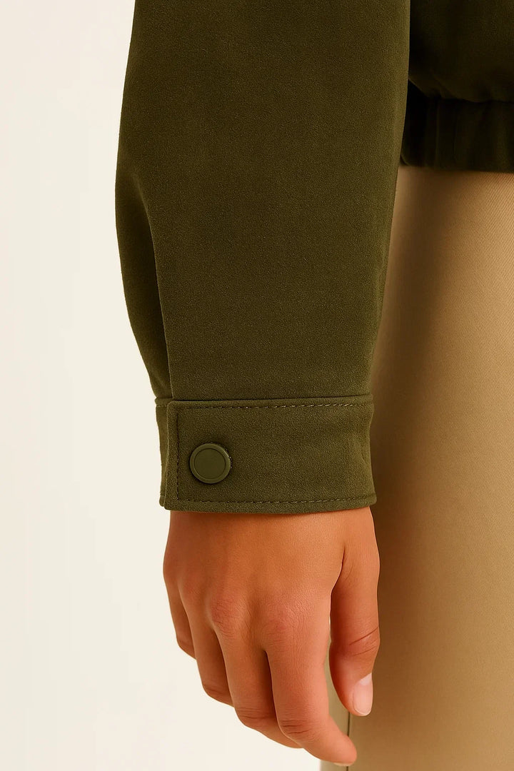 Faux Suede Bomber Jacke | Relaxed Fit | Reißverschluss