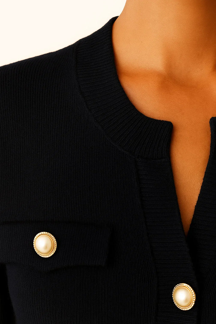 Wollbaumwoll Cardigan | Perlenknopf Strick | Regular Fit